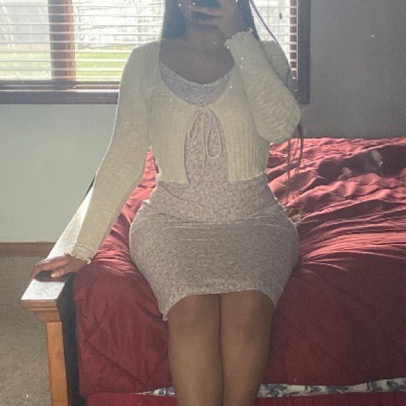 Midi Lavander Floral dress with sweater - Picture 1 of 3